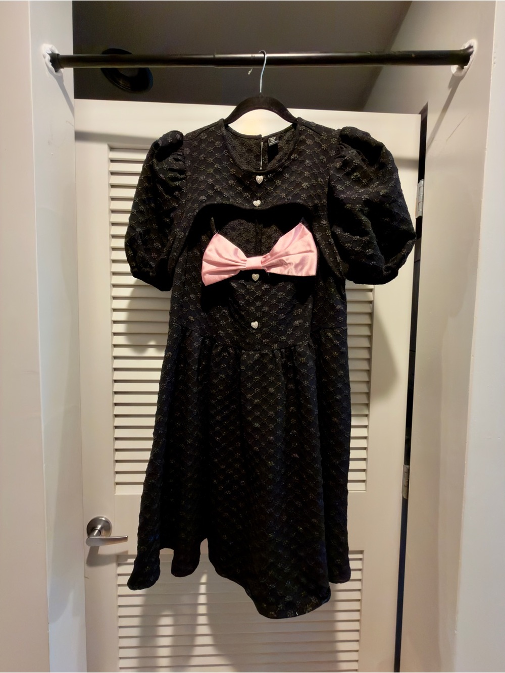 Adult Black Costume Dress with Pink Bow